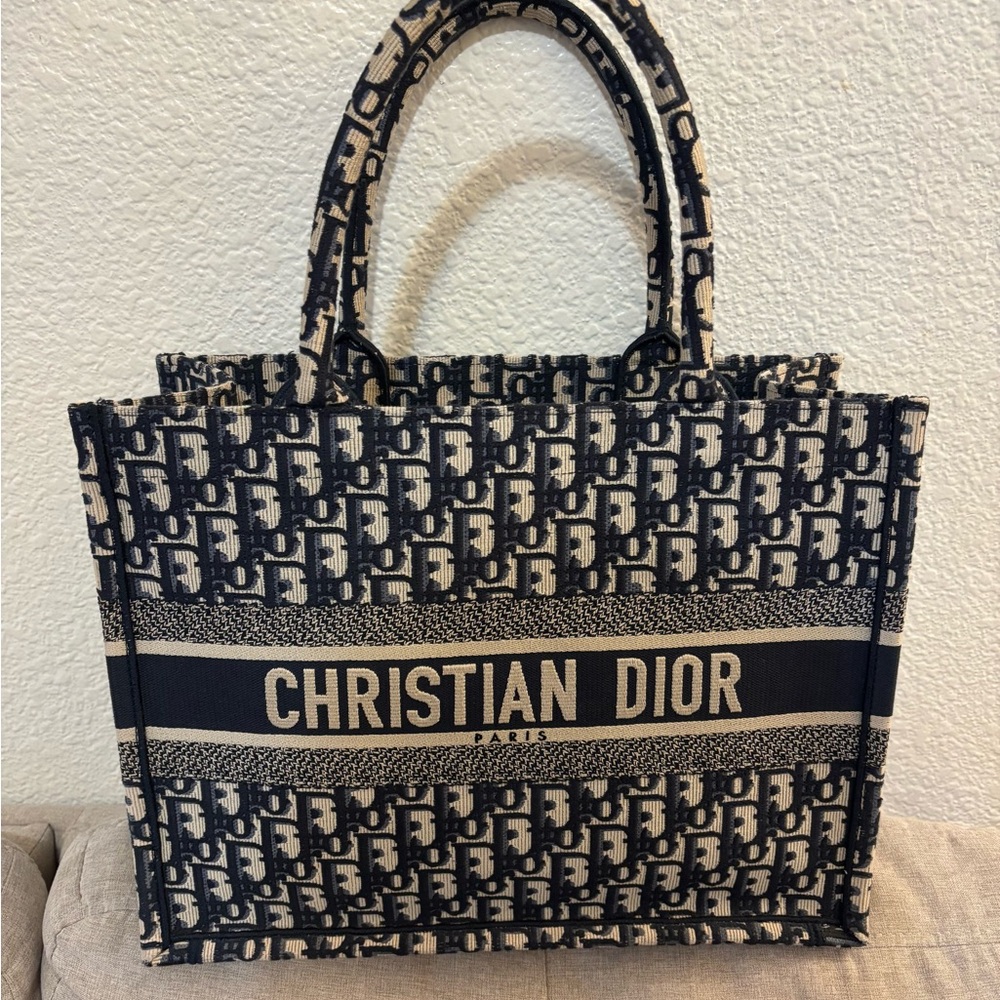 Dior Black and Cream Oblique Tote